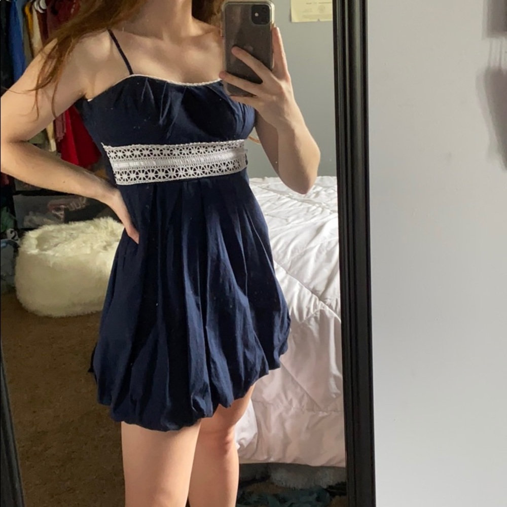 A navy blue dress